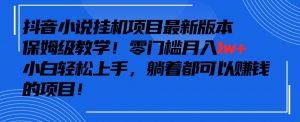 抖音最新小说挂机项目,保姆级教学,零成本月入1w+,小白轻松上手【揭秘】-淘金日记