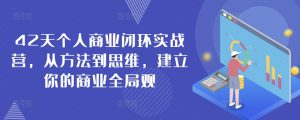 42天个人商业闭环实战营,从方法到思维,建立你的商业全局观-淘金日记