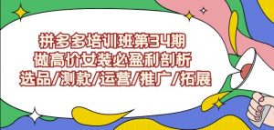 拼多多培训班第34期:做高价女装必盈利剖析选品/测款/运营/推广/拓展-淘金日记