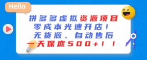 最新拼多多虚拟资源项目,零成本光速开店,无货源、自动回复,一天保底500+【揭秘】-淘金日记