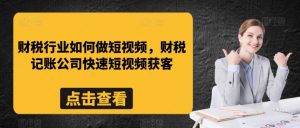 财税行业如何做短视频,财税记账公司快速短视频获客-淘金日记