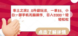 率土之滨2.0升级玩法，一单35，小白一部手机无脑操作，日入2000＋轻轻松松【揭秘】-淘金日记