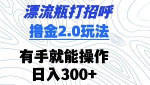 漂流瓶打招呼撸金2.0玩法,有手就能做,日入300+【揭秘】-淘金日记