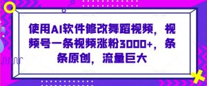 使用AI软件修改舞蹈视频，视频号一条视频涨粉3000+，条条原创，流量巨大【揭秘】-淘金日记