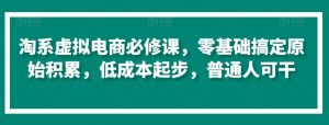 淘系虚拟电商必修课,零基础搞定原始积累,低成本起步,普通人可干-淘金日记