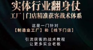 打响实体翻行业身仗,工厂|门店精准获客战术体系-淘金日记