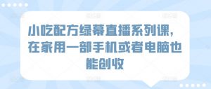 小吃配方绿幕直播系列课,在家用一部手机或者电脑也能创收-淘金日记