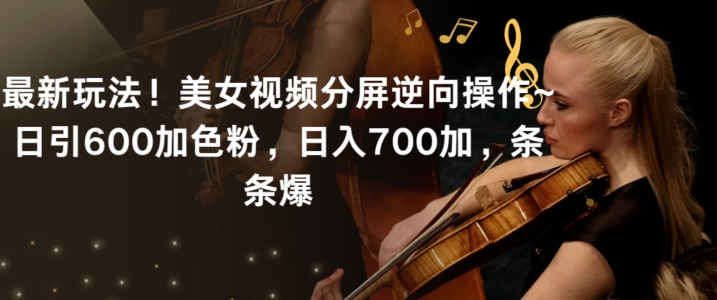 最新玩法！美女视频分屏逆向操作~日引600加色粉，日入700加，条条爆【揭秘】-淘金日记