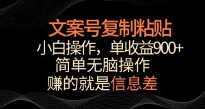 文案号掘金，简单复制粘贴，小白操作，单作品收益900+【揭秘】-淘金日记