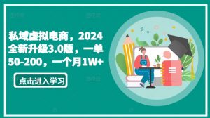 私域虚拟电商,2024全新升级3.0版,一单50-200,一个月1W+【揭秘】-淘金日记