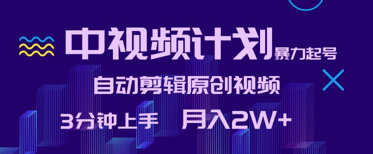 中视频计划暴力起号，自动剪辑原创视频，3分钟上手，月入2W+【揭秘】-淘金日记