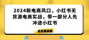 2024新电商风口,小红书无货源电商实战,带一部分人先冲进小红书-淘金日记
