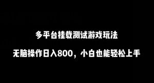 多平台挂载测试游戏玩法，无脑操作日入800，小白也能轻松上手【揭秘】-淘金日记