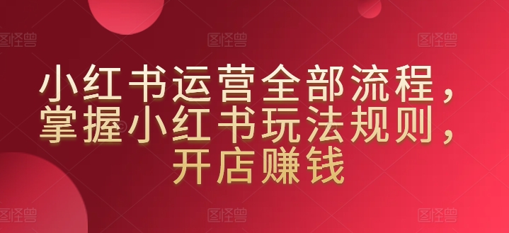 小红书运营全部流程,掌握小红书玩法规则,开店赚钱-淘金日记