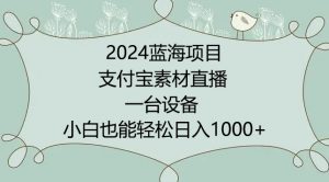 2024年蓝海项目，支付宝素材直播，无需出境，小白也能日入1000+ ，实操教程【揭秘】-淘金日记