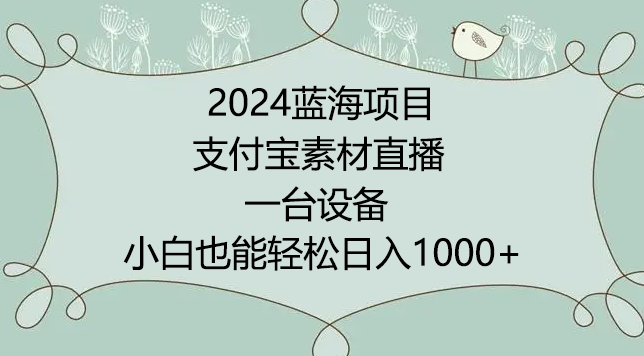 2024年蓝海项目，支付宝素材直播，无需出境，小白也能日入1000+ ，实操教程【揭秘】-淘金日记
