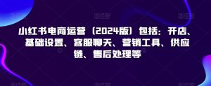 小红书电商运营(2024版)包括:开店、基础设置、客服聊天、营销工具、供应链、售后处理等-淘金日记