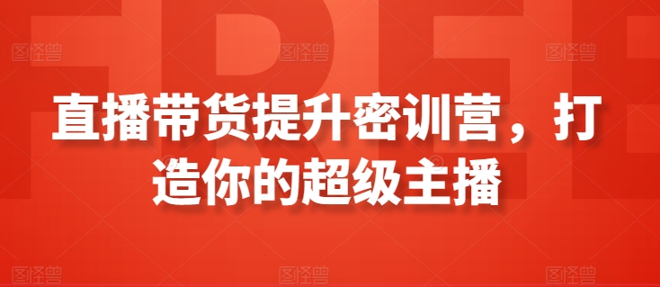 直播带货提升密训营，打造你的超级主播-淘金日记