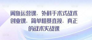 闲鱼运营课，外科手术式战术创业课，简单粗暴直接，真正的战术实战课-淘金日记