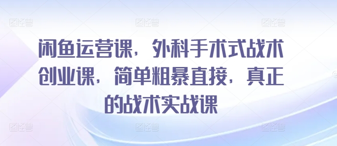 闲鱼运营课，外科手术式战术创业课，简单粗暴直接，真正的战术实战课-淘金日记