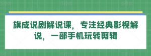 旗成说剧解说课,专注经典影视解说,一部手机玩转剪辑-淘金日记