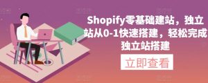 Shopify零基础建站,独立站从0-1快速搭建,轻松完成独立站搭建-淘金日记