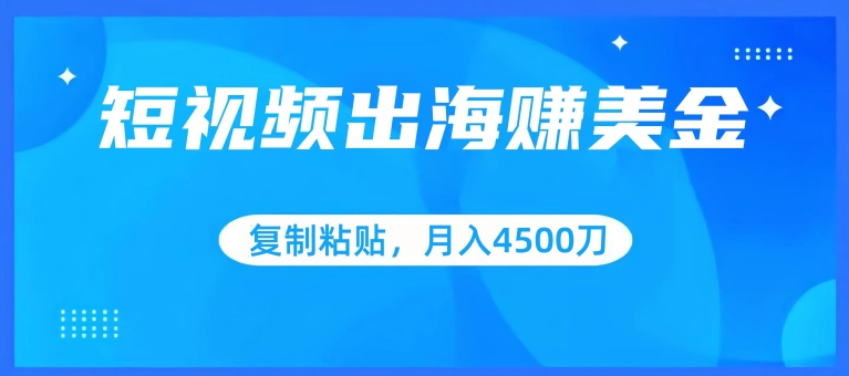 短视频出海赚美金,复制粘贴批量操作,小白轻松掌握,月入4500美刀【揭秘】-淘金日记