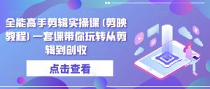 全能高手剪辑实操课(剪映教程)一套课带你玩转从剪辑到创收-淘金日记