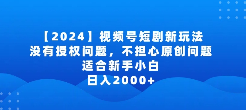 2024视频号短剧玩法，没有授权问题，不担心原创问题，适合新手小白，日入2000+【揭秘】-淘金日记