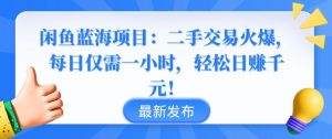 闲鱼蓝海项目:二手交易火爆,每日仅需一小时,轻松日赚千元【揭秘】-淘金日记