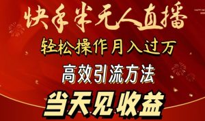 2024快手半无人直播，简单操作月入1W+ 高效引流当天见收益【揭秘】-淘金日记