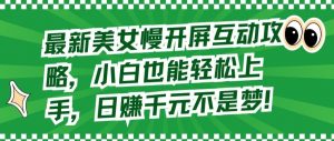 最新美女慢开屏互动攻略，小白也能轻松上手，日赚千元不是梦【揭秘】-淘金日记