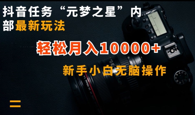 抖音任务“元梦之星”内部最新玩法,新手小白无脑操作,轻松月入10000+【揭秘】-淘金日记
