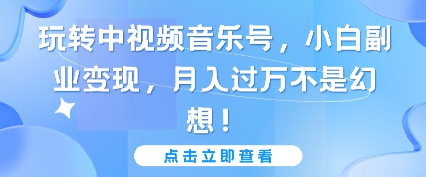 玩转中视频音乐号,小白副业变现,月入过万不是幻想【揭秘】-淘金日记