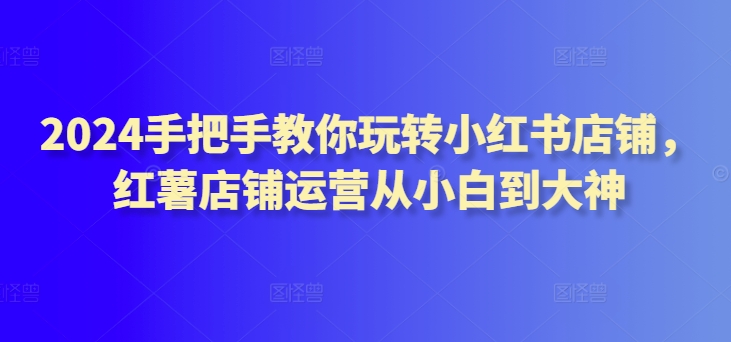2024手把手教你玩转小红书店铺,红薯店铺运营从小白到大神-淘金日记