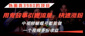 外面卖3980的项目,鬼故事引爆流量打法,中视频、蝴蝶号都能做,一个视频多份收益【揭秘】-淘金日记