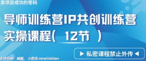 导师训练营3.0IP共创训练营私密实操课程(12节)-卖项目的密码成功秘诀【揭秘】-淘金日记