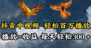 抖音中视频轻松百万播放，有播放就有收益，每天轻松两三张【揭秘】-淘金日记