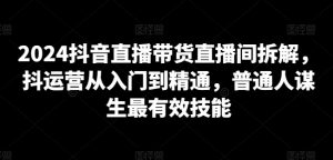 2024抖音直播带货直播间拆解,抖运营从入门到精通,普通人谋生最有效技能-淘金日记