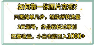 如何靠一张图片变现?只需简单几步,轻松俘获流量,3天起号,作品轻松过原创【揭秘】-淘金日记