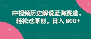 中视频历史解说蓝海赛道，轻松过原创，日入 800+【揭秘】-淘金日记
