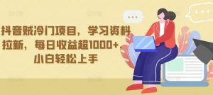 抖音贼冷门项目,学习资料拉新,每日收益超1000+,小白轻松上手【揭秘】-淘金日记