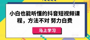 小白也能听懂的抖音短视频课程,方法不对 努力白费-淘金日记