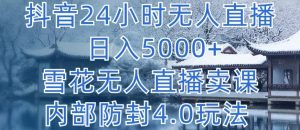抖音24小时无人直播 日入5000+,雪花无人直播卖课,内部防封4.0玩法【揭秘】-淘金日记