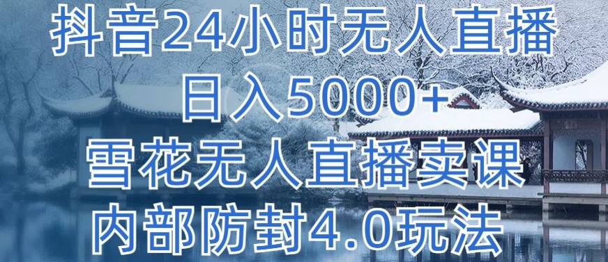 抖音24小时无人直播 日入5000+，雪花无人直播卖课，内部防封4.0玩法【揭秘】-淘金日记