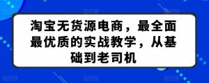 淘宝无货源电商,最全面最优质的实战教学,从基础到老司机-淘金日记
