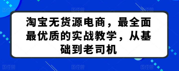 淘宝无货源电商，最全面最优质的实战教学，从基础到老司机-淘金日记