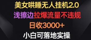 美女哄睡无人挂机2.0.浅擦边拉爆流量不违规,日收3000+,小白可落地实操【揭秘】-淘金日记