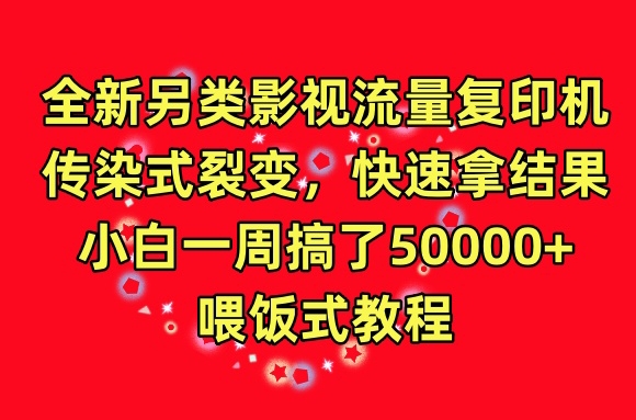 全新另类影视流量复印机,传染式裂变,快速拿结果,小白一周搞了50000+,喂饭式教程【揭秘】-淘金日记