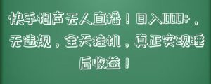 快手相声无人直播，日入1000+，无违规，全天挂机，真正实现睡后收益【揭秘】-淘金日记